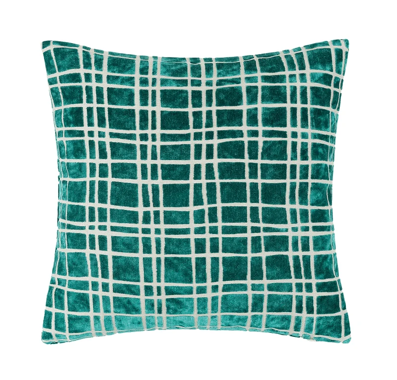 Paul Monneypenny Small Drunkplaid Teal Cushion