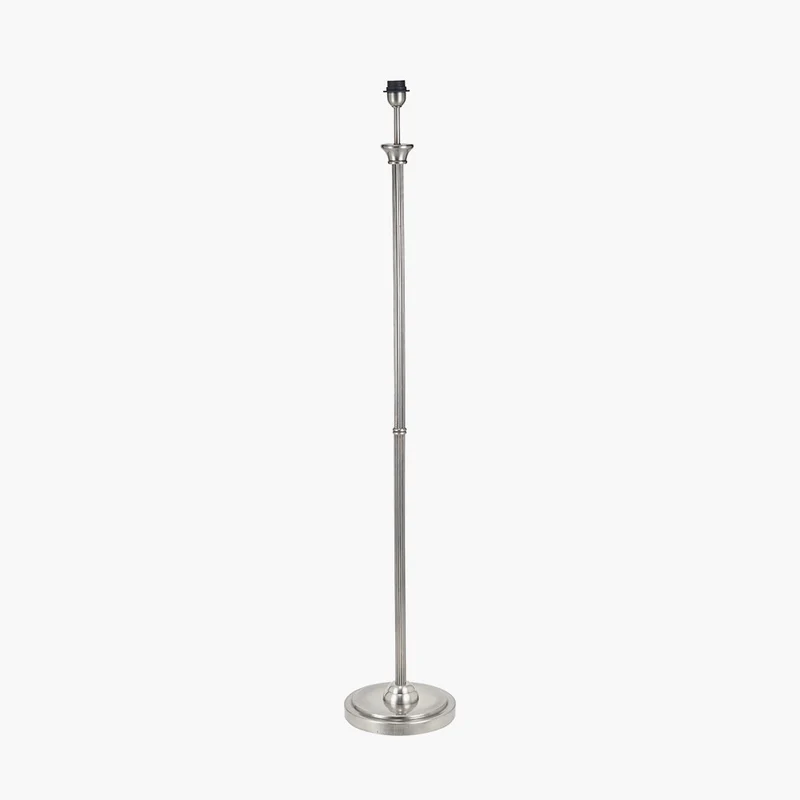 Salvatore Antique Silver Metal Floor Lamp Base with Thiago 45cm Ocean Blue Stripe Mushroom Pleat Tapered Lampshade | OUTLET