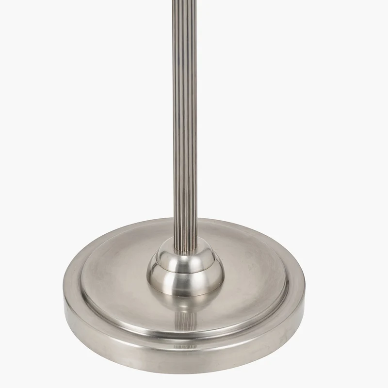Salvatore Antique Silver Metal Floor Lamp Base with Thiago 45cm Ocean Blue Stripe Mushroom Pleat Tapered Lampshade | OUTLET