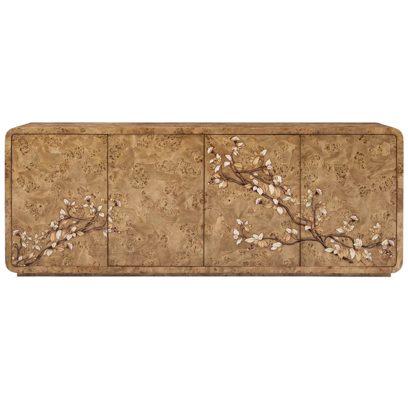 Perch Burl Large Sideboard with Floral Marquetry