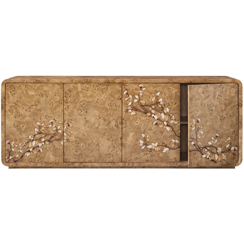 Perch Burl Large Sideboard with Floral Marquetry