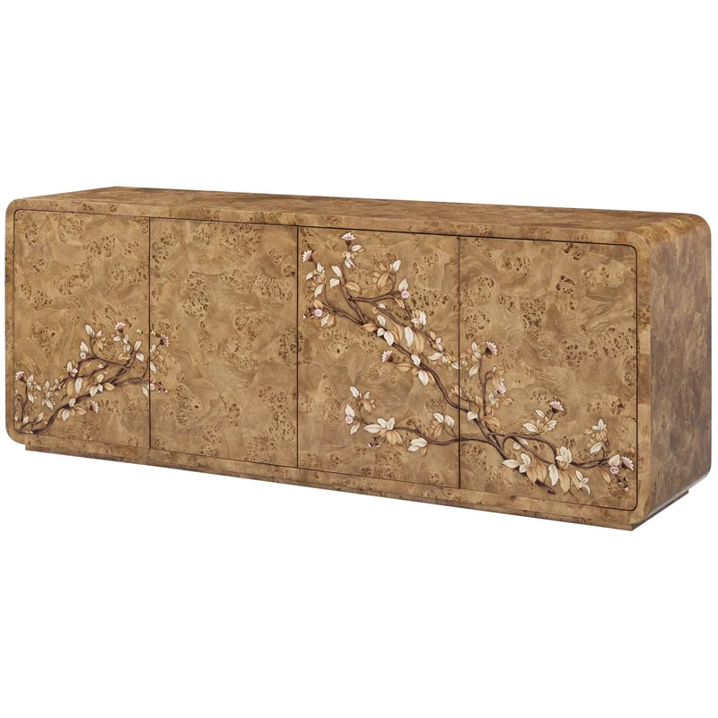Perch Burl Large Sideboard with Floral Marquetry
