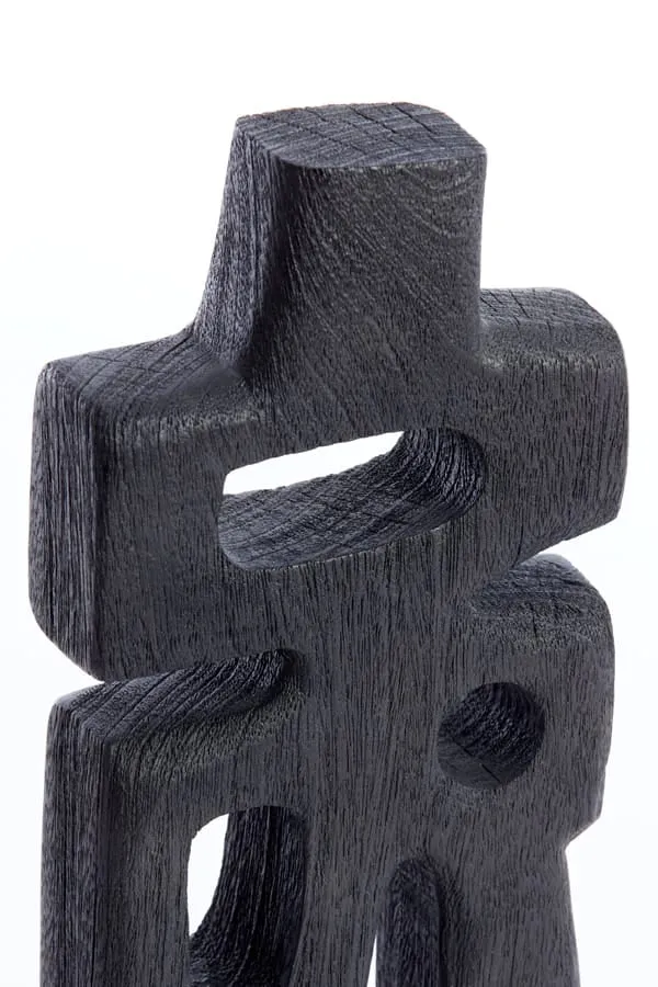 Ornament on base 16x9x33 cm SILIA wood matt black | OUTLET