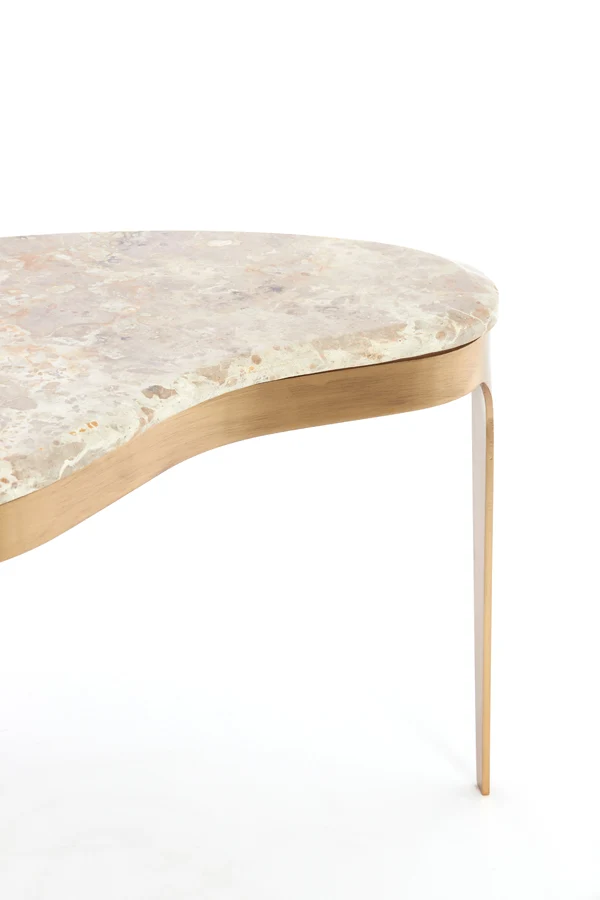 Coffee table 65x39x41 cm GIULIO marble taupe+antique bronze | OUTLET