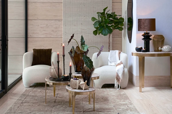Coffee table 65x39x41 cm GIULIO marble taupe+antique bronze | OUTLET