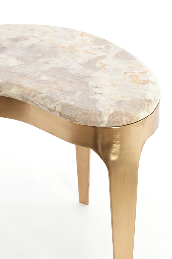Coffee table 51x33x36 cm GIULIO marble taupe+antique bronze | OUTLET