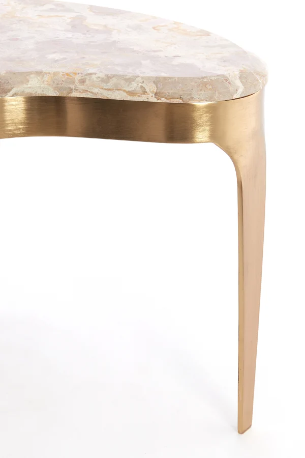 Coffee table 51x33x36 cm GIULIO marble taupe+antique bronze | OUTLET