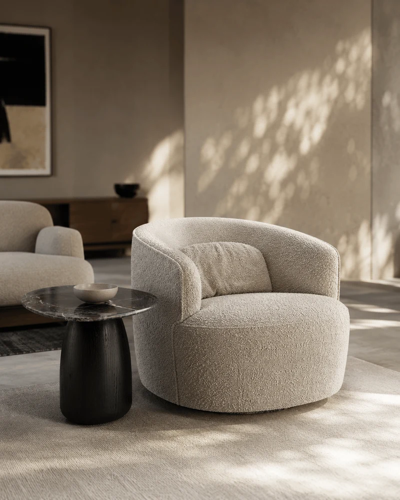 Basilca Side Table - Matte Black Marble