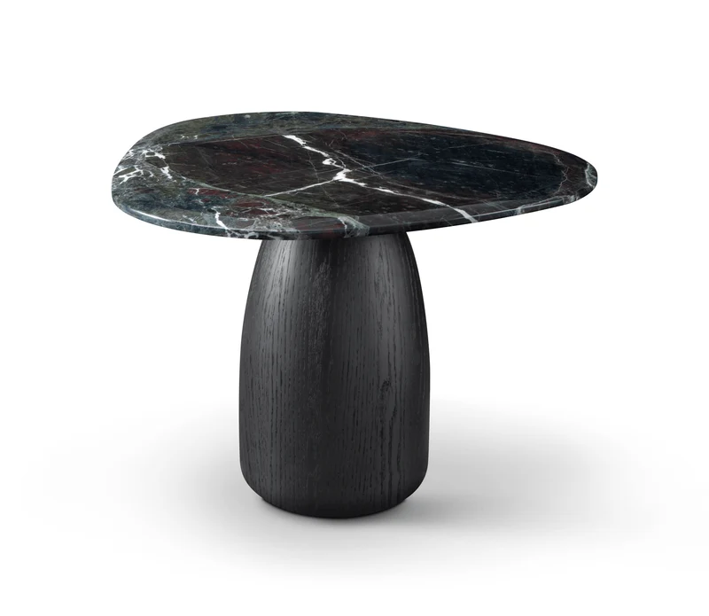 Basilca Side Table - Matte Black Marble