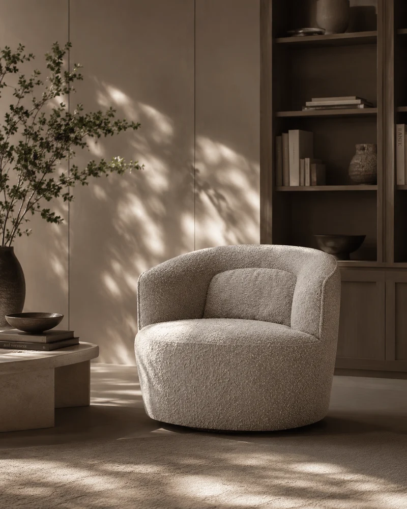 Grace Swivel Chair - Steam Boucle