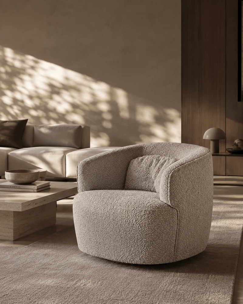 Grace Swivel Chair - Steam Boucle