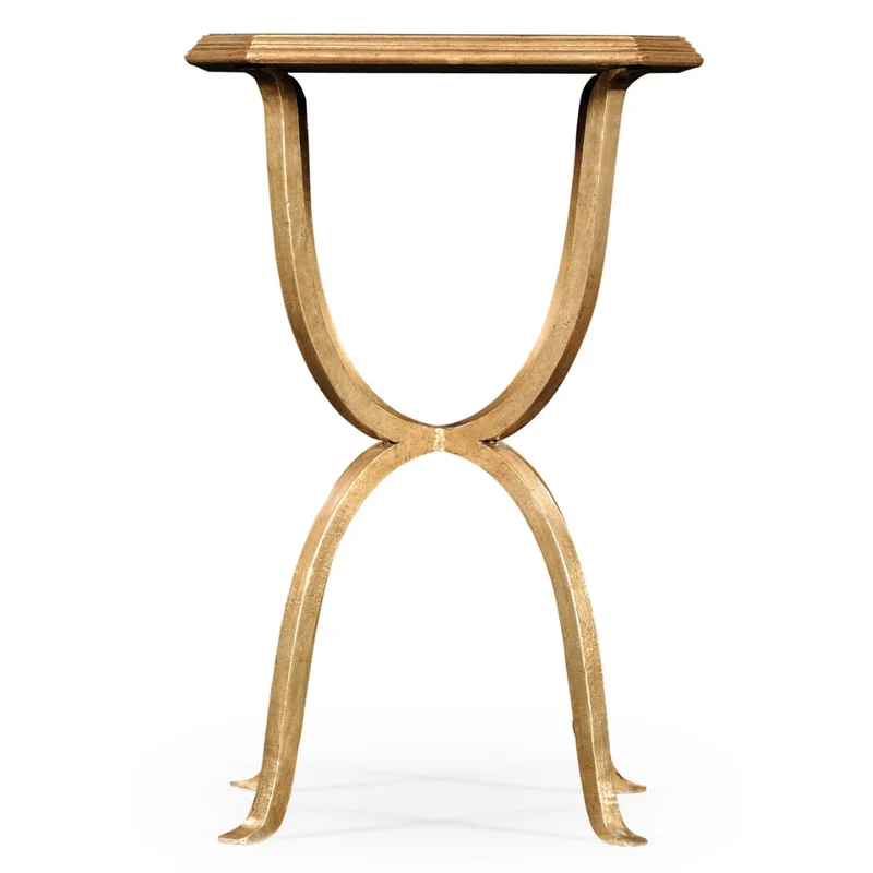 Octagonal Side Table in Églomisé and Gilded Iron
