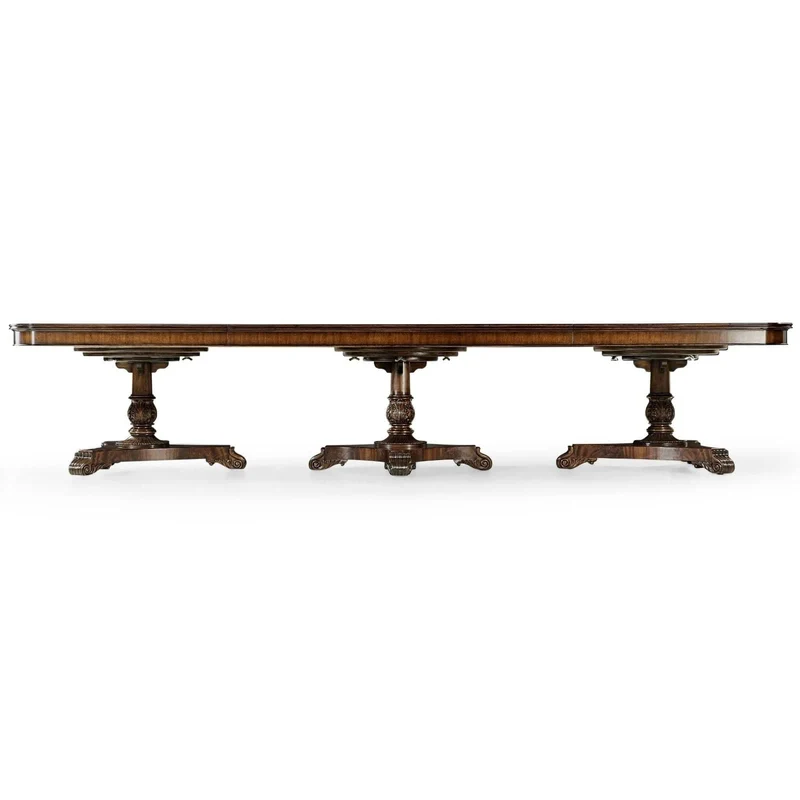 Mahogany Triple Pedestal Extending Dining Table - 402.2 - 514.4cm