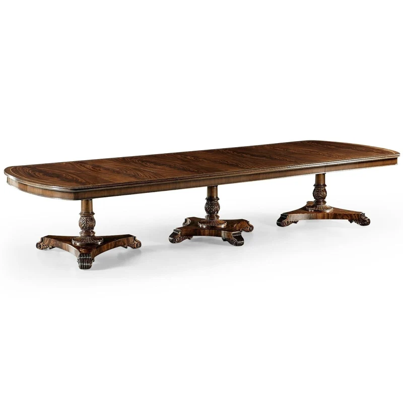 Mahogany Triple Pedestal Extending Dining Table - 402.2 - 514.4cm