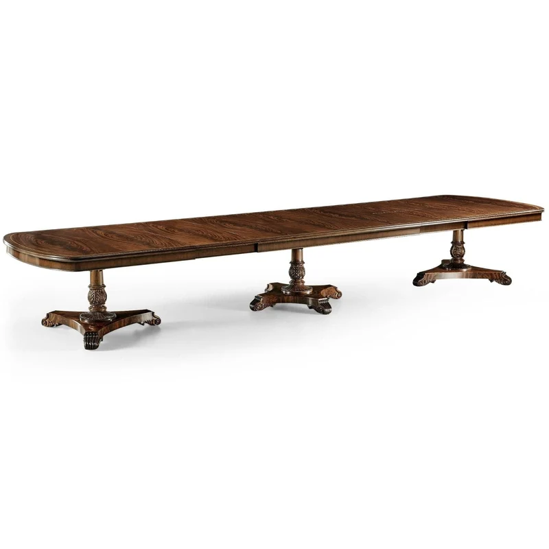 Mahogany Triple Pedestal Extending Dining Table - 402.2 - 514.4cm