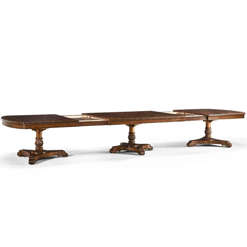 Mahogany Triple Pedestal Extending Dining Table - 402.2 - 514.4cm