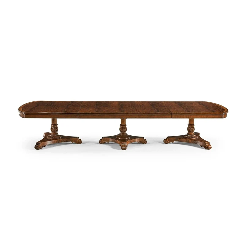 Mahogany Triple Pedestal Extending Dining Table - 402.2 - 514.4cm