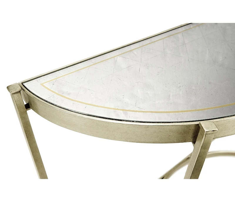 Large Demilune Console Table Contemporary - Silver
