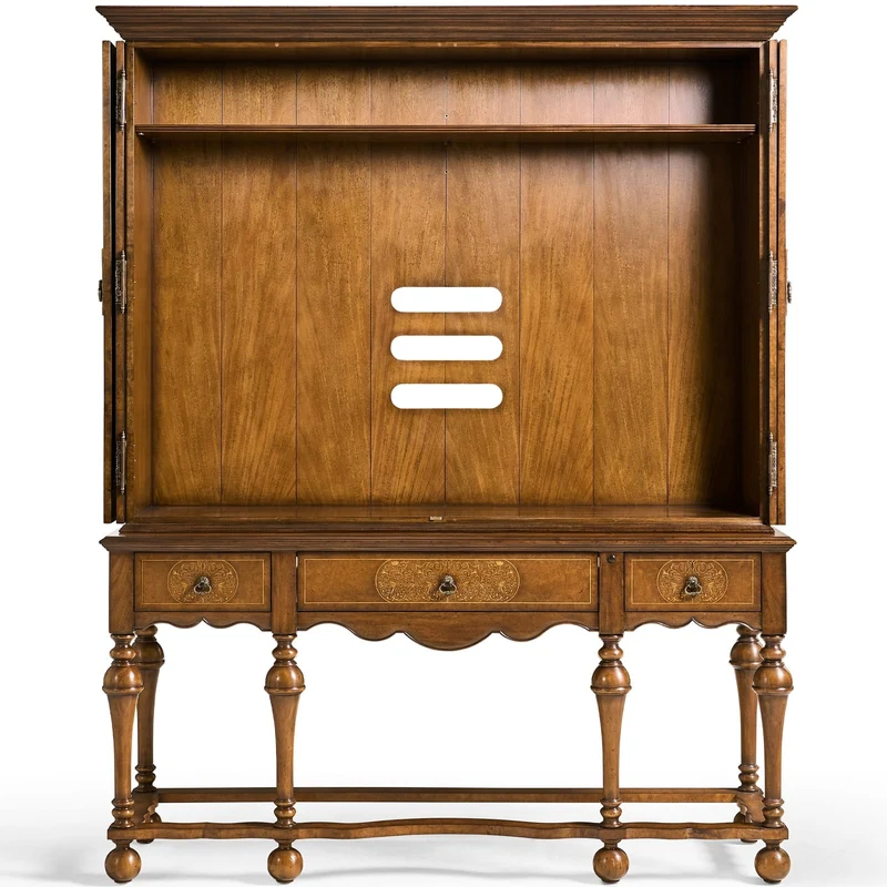 Burl Walnut and Seaweed TV Cabinet