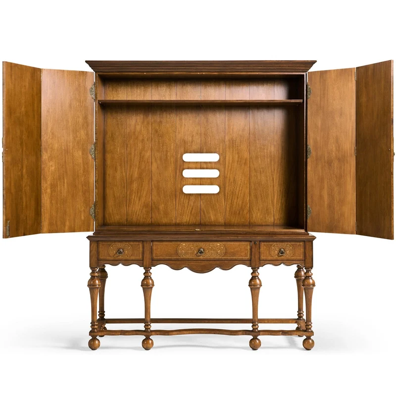 Burl Walnut and Seaweed TV Cabinet