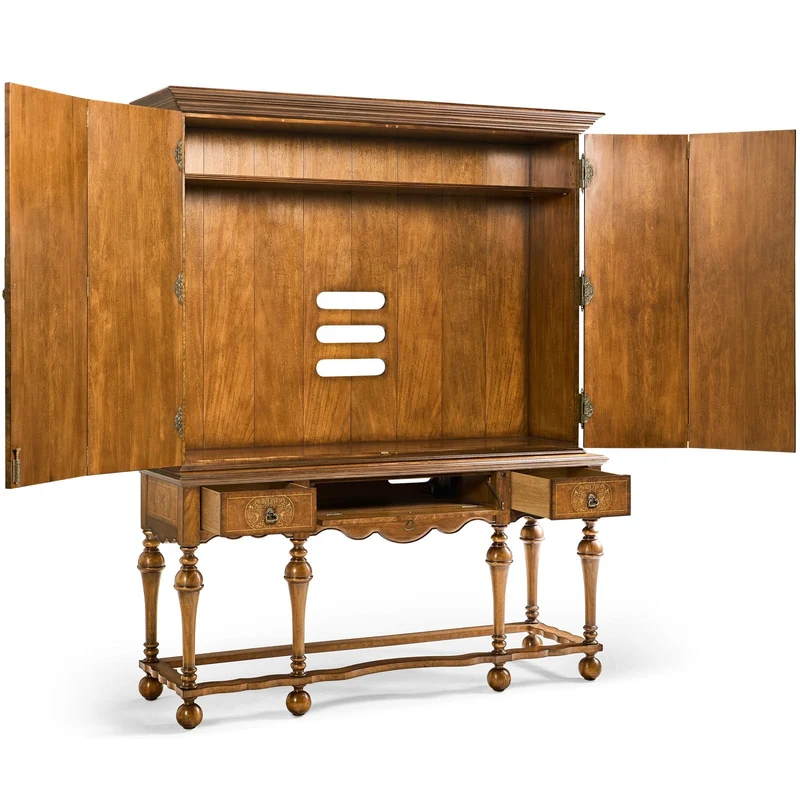 Burl Walnut and Seaweed TV Cabinet
