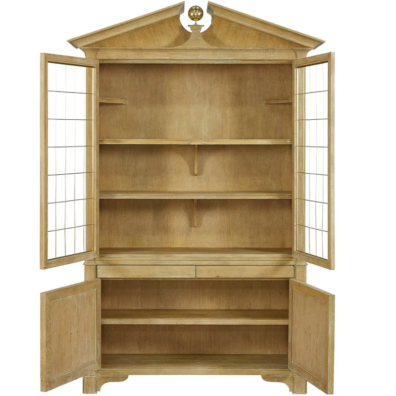 Pediment Tall Cabinet in Scrubbed Light Oak