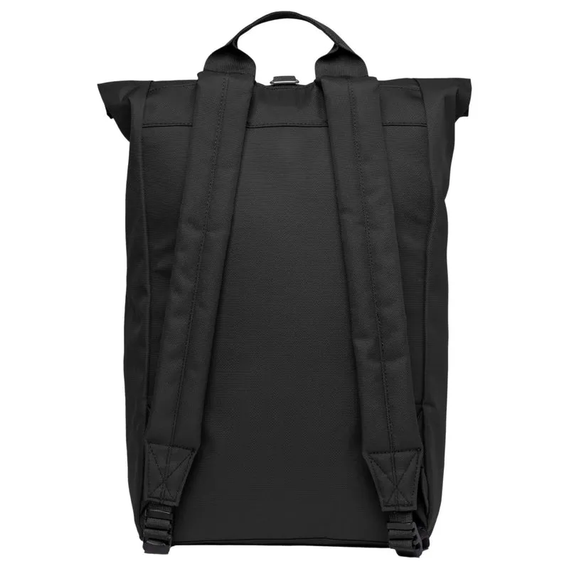 Sandqvist Icon Rolltop - Mochila L 16" 65 cm expandible (black/ black with black leather)