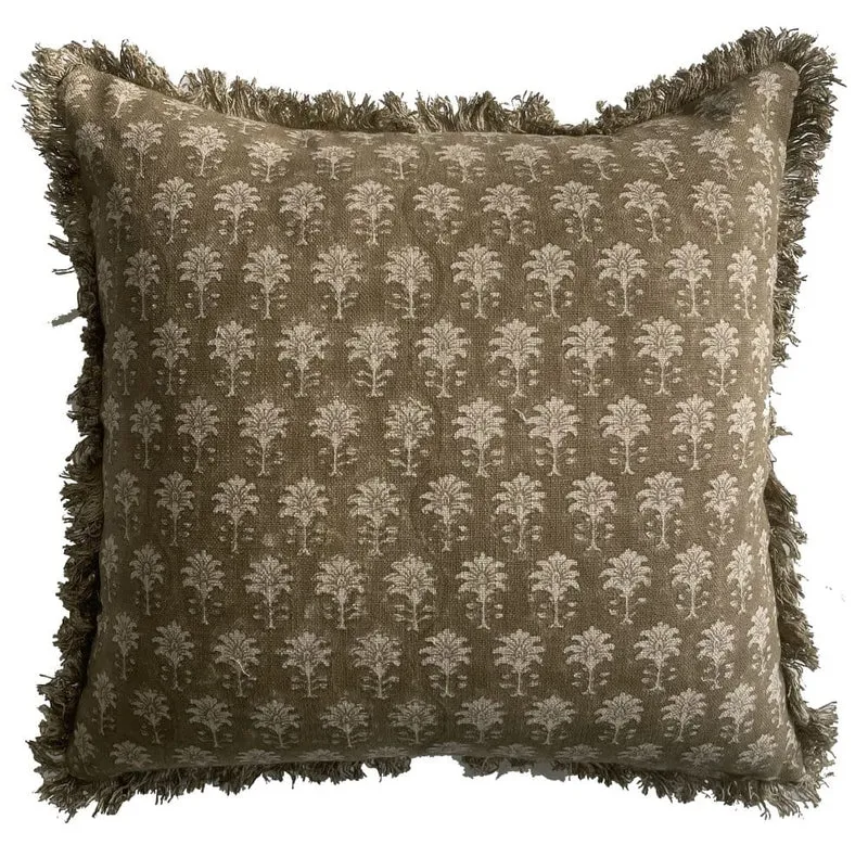 Small Sarika Olive Cushion