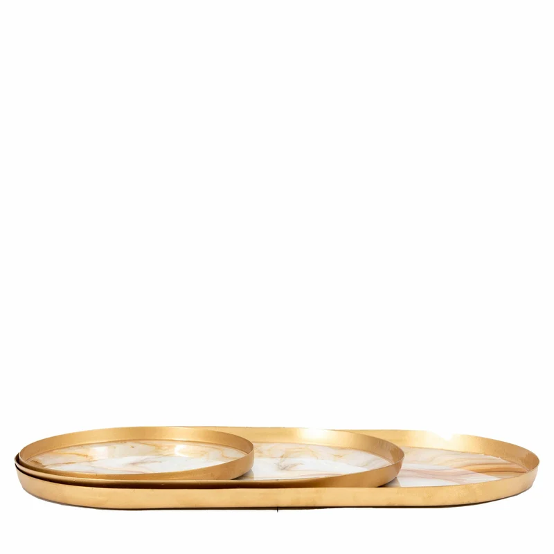Abergavenny Round Marbled Tray (Set of 3) | OUTLET