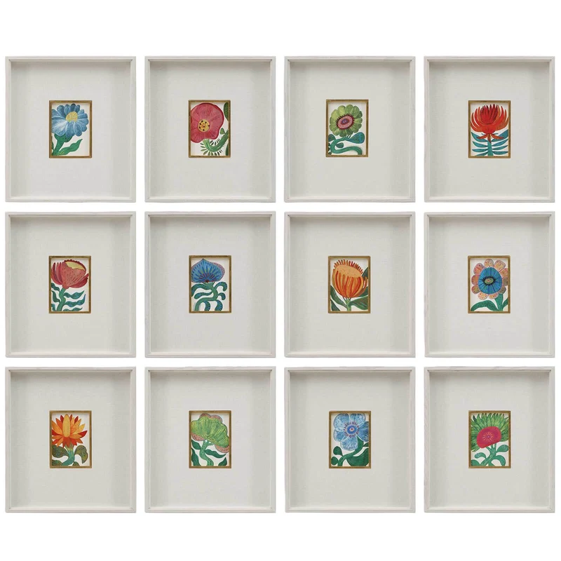 Fantasy Florals Framed Canvases - Set of 12