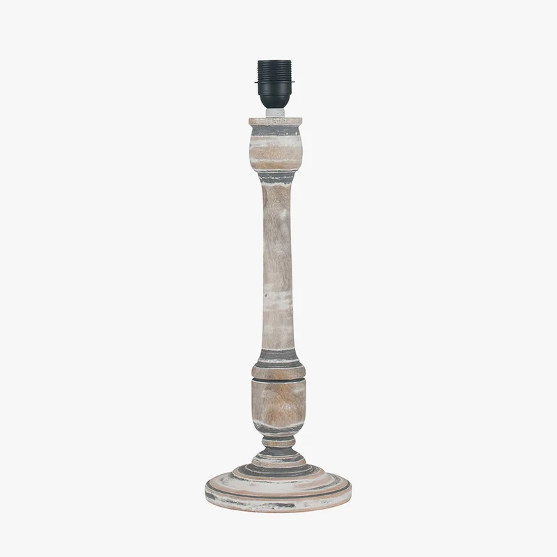 Captiva Vintage Grey and White Wash Mango Wood Table Lamp - Base Only | OUTLET