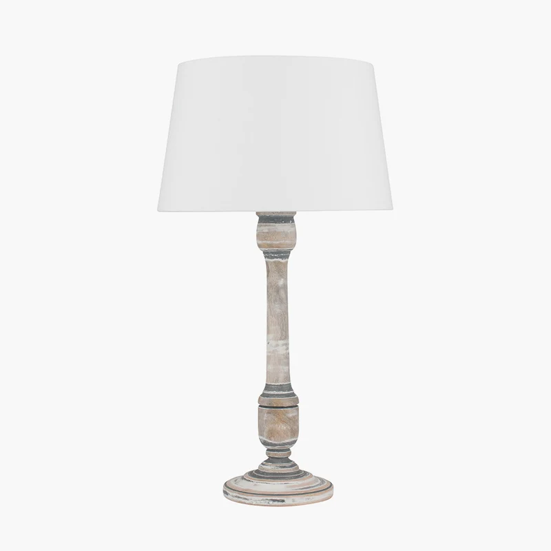 Captiva Vintage Grey and White Wash Mango Wood Table Lamp - Base Only | OUTLET