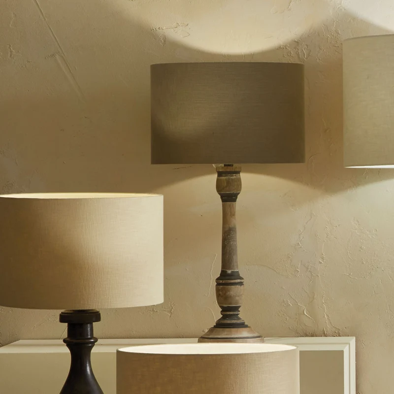 Captiva Vintage Grey and White Wash Mango Wood Table Lamp - Base Only | OUTLET