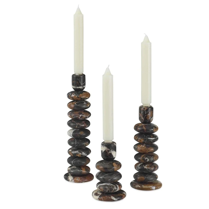 Washed Stones Candleholders, Set of 3