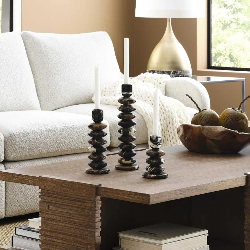 Washed Stones Candleholders, Set of 3