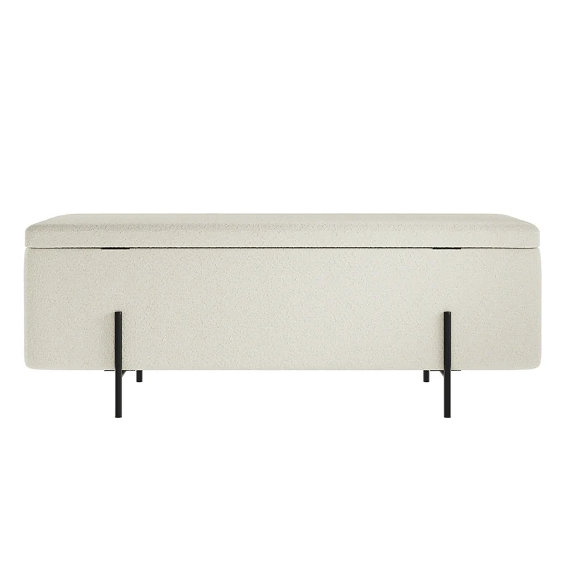 Lola Ivory Boucle Storage Ottoman