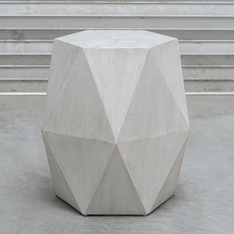 Volker White Geometric Accent Table