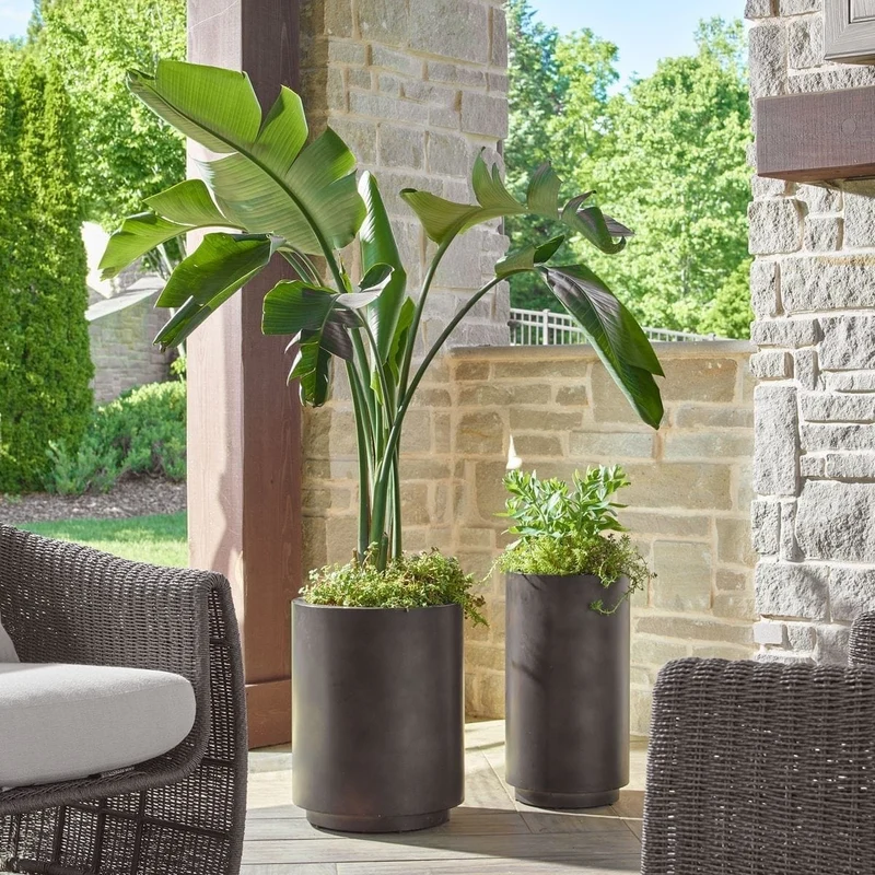 Volcan Matte Bronze Outdoor Planters Set of 2