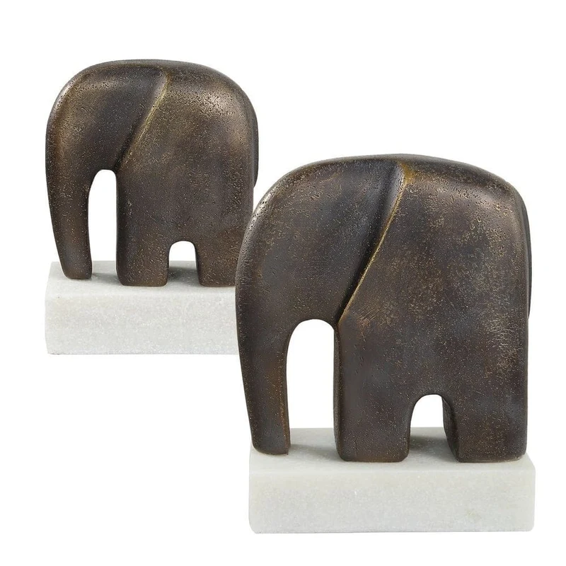 Timeless Tusk Elephant Sculptures in Bronze - Set of 2