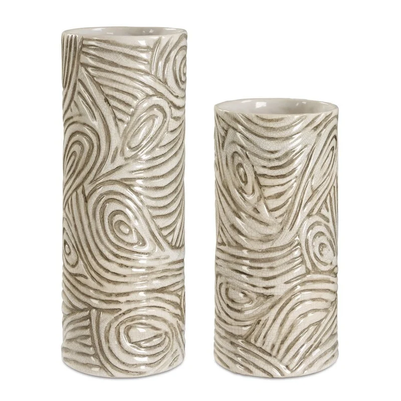 Timber Swirl Earth Tone Vases Set of 2