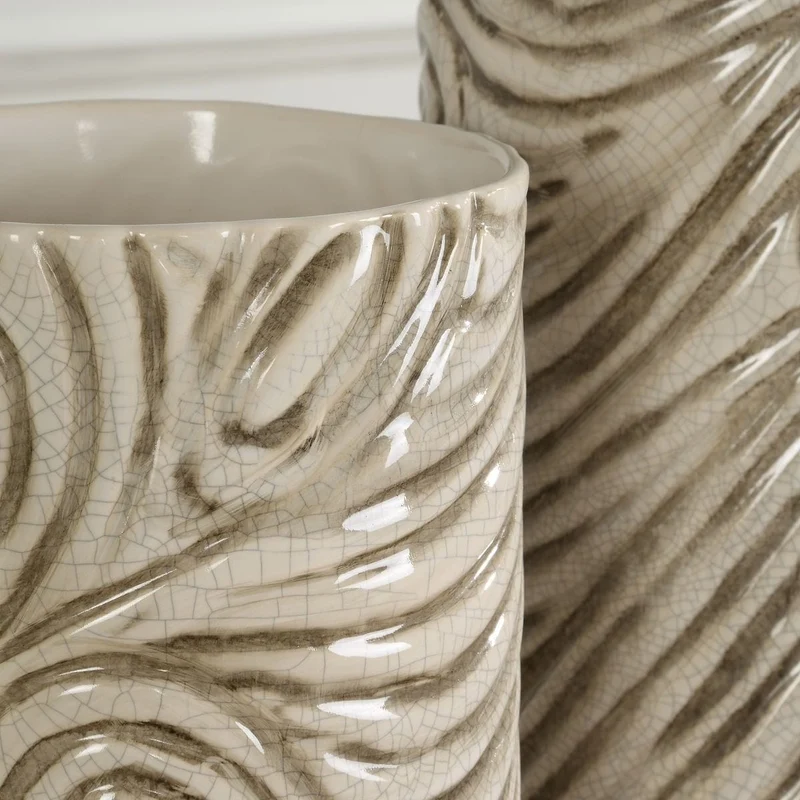 Timber Swirl Earth Tone Vases Set of 2