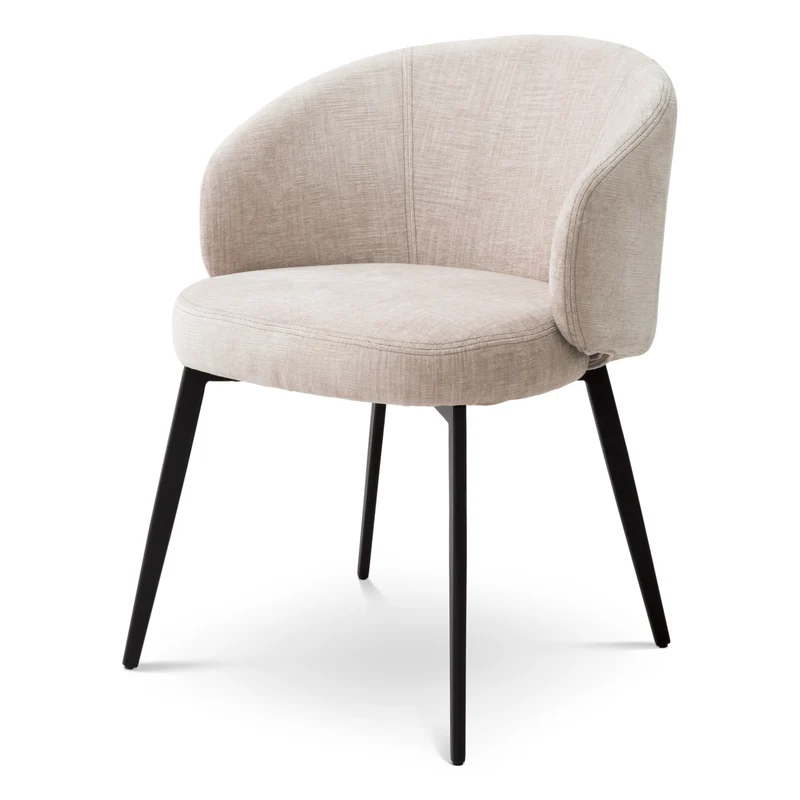 Dining Chair Lloyd with arm set of 2 Sisley beige | black finish legs