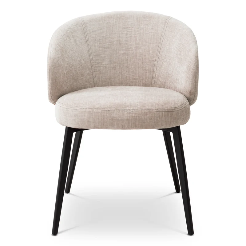 Dining Chair Lloyd with arm set of 2 Sisley beige | black finish legs