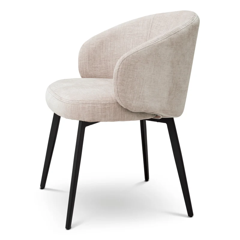 Dining Chair Lloyd with arm set of 2 Sisley beige | black finish legs