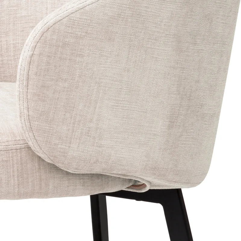 Dining Chair Lloyd with arm set of 2 Sisley beige | black finish legs