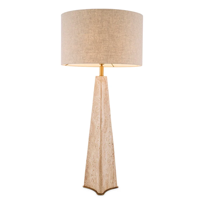 Table Lamp Benson Travertine | antique brass finish