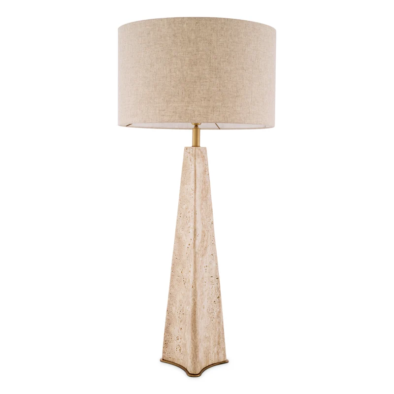 Table Lamp Benson Travertine | antique brass finish