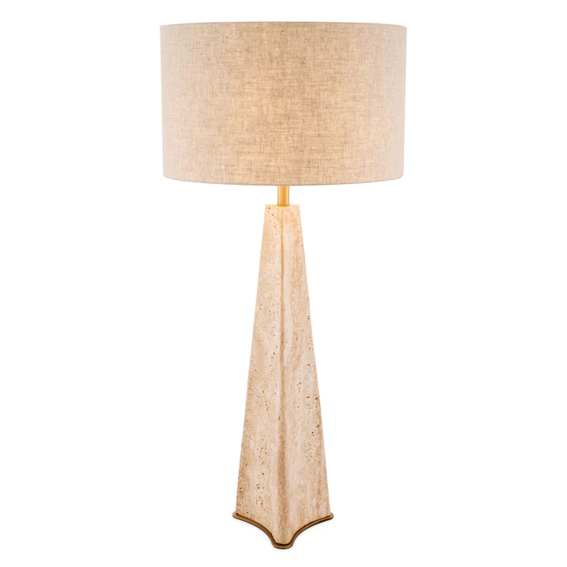 Table Lamp Benson Travertine | antique brass finish