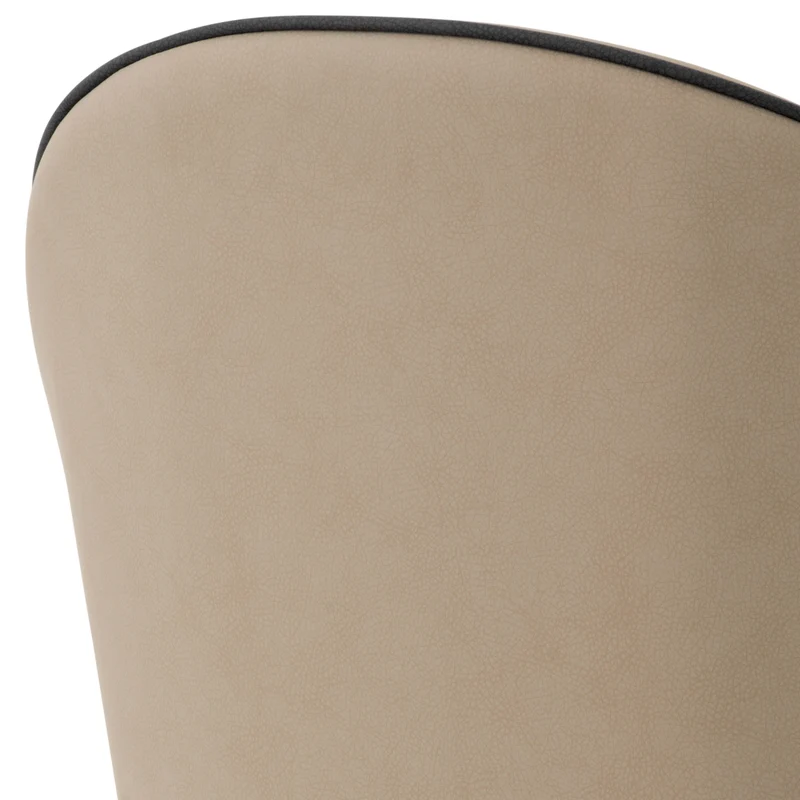 Dining Chair Cooper set of 2 Beige faux leather | grey faux leather piping | black & brass finish legs