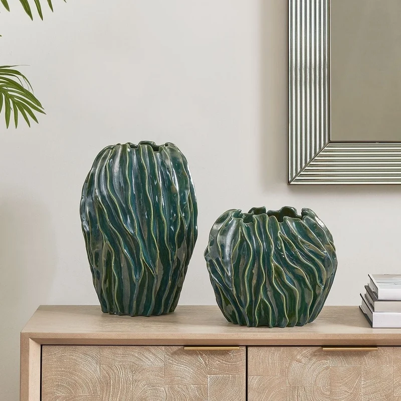 Veridian Ridge Indoor-Outdoor Vases - Set of 2
